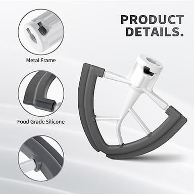 Flex Edge Beater For Kitchenaid Mixer Accessory,Kitchen Aid Attachments For Mixer,Fits Tilt-Head Stand Mixer Bowls For 4.5-5 Quart Bowls,Beater With Silicone Edges,Grey - Image 4