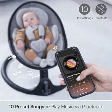 BabyBond Baby Swings for Infants to Toddler | Bluetooth Baby Swing with 3 Seat Positions | 5 Natural Sway Motion | Bluetooth Music | 5-Point Harness | Includes Remote Control - Image 6