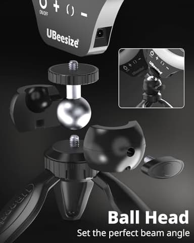 UBeesize 10" Selfie Ring Light with Tripod Stand & Cell Phone Holder, Dimmable Desktop LED Circle Light for Live Streaming/Makeup/YouTube/TIK Tok, Compatible with iOS and Android Phones Black - Image 2