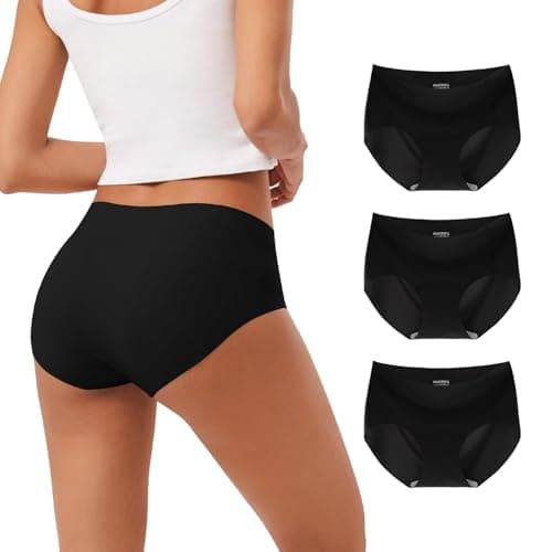 INNERSY Women's Seamless No Show Hipster Panties Invisible Light Underwear 3-Pack(3 Black,Medium) - Image 1