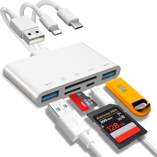 5-in-1 Memory Card Reader, USB OTG Adapter & SD Card Reader for i-Phone/i-Pad, USB C and USB A Devices with Micro SD & SD Card Slots, Supports SD/Micro SD/SDHC/SDXC/MMC - Image 1