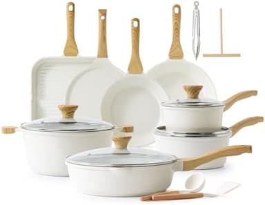 SENSARTE Nonstick Ceramic Cookware Set 23-Piece, Healthy Pots and Pans Set, Non-toxic Kitchen Cooking Set with Stay-Cool Handles, Silicone Utensils and Pot Protectors, PFAS & PFOA Free - Image 3