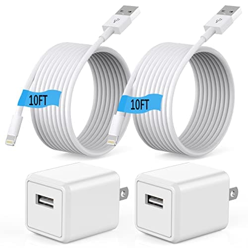 (Apple MFi Certified) iPhone charger 10ft,2Pack 10Foot Long Fast Charging Lightning Cord Cable 2Pack USB Wall Charger Travel Plug Adapter Box for iPhone 14/13/12 Mini/11 Pro Max/10/XS/XR/X/8/7/SE,iPad - Image 1