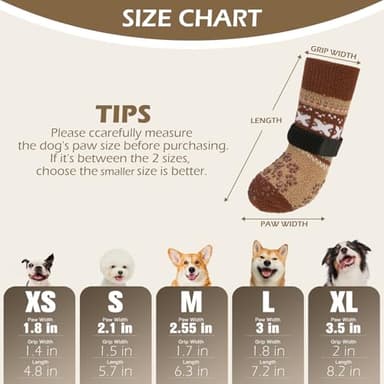 EXPAWLORER Anti Slip Dog Socks to Prevent Licking Paws, Soft Dog Boots & Paw Protectors, Dog Booties for Hardwood Floors, Shoes for Small Medium Large Senior Dogs,Khaki XS - Image 2