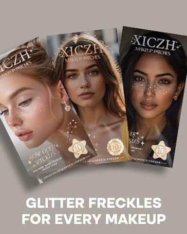 XICZH Face Glitter, Gold Temporary Face Tattoos Stickers, Body Face Glitter for Women Girls, Country Concerts Singer Festival Rave Accessories (Gold - 10 pcs) - Image 9