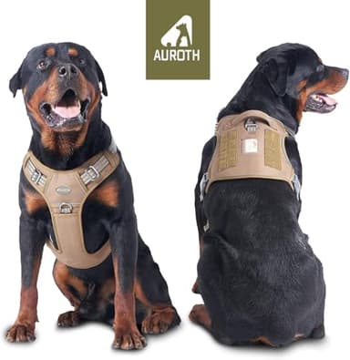 Auroth Tactical Dog Harness for Large Dogs No Pull Adjustable Pet Harness Reflective K9 Working Training Easy Control Pet Vest Military Service Dog Harnesses Army Yellow L - Image 2