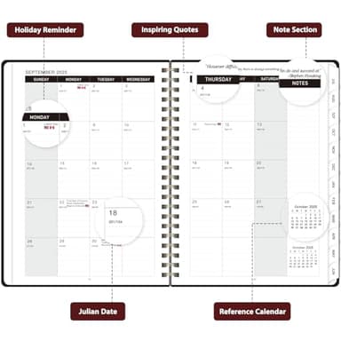 Daily Planner 2025-2026, July 2025 - June 2026 Planner, Hard Cover Calendar Planning Book with Tabs, Notes Pages, 6.3" x 8.4", Academic Weekly&Monthly School Organizer for Students Teachers, Black - Image 2