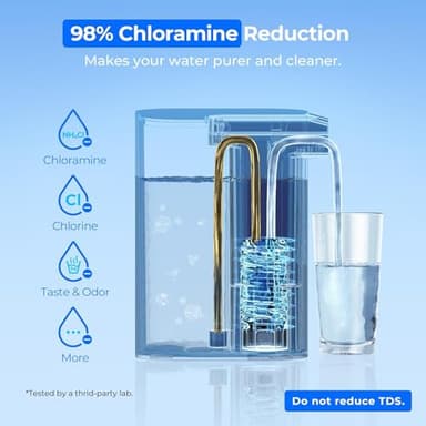 Waterdrop 98% Chloramine Reduction Electric Water Filter Pitcher, Rechargeable Water Dispenser, Instant 200-Gallon 15-Cup Countertop Purifier, NSF/ANSI 42, Reduce Lead, PFAS, White, with 1 Filter - Image 3