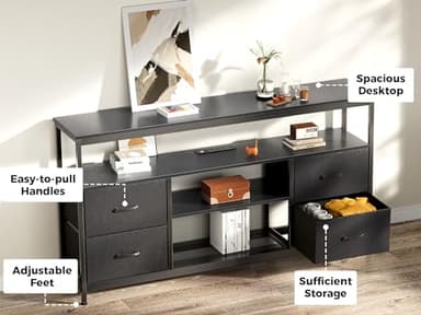 Huuger TV Stand Dresser with Power Outlets and LED Lights, 4 Drawers Entertainment Center with Shelf, 54 Inch Media Console for 55 60 Inch TV, 4 AC Outlets, 2 USBs, Dresser with PU Finish, Black - Image 8