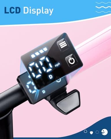 Hiboy Q2 Lite Kids Electric Scooter with Seat Ages 4-10 - 3-Speed Adjustable, UL Certified, Up to 9.3 MPH with 100W Motor, 5-Mile Range, LED Neon/Brake Lights, LCD Display - Pink - Image 4