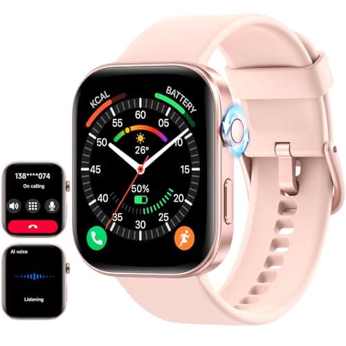 aeac Smart Watch for Women Men iPhone & Android,1.99" AMOLED Screen 3ATM Waterproof Fitness Watch with Answer/Make Call AI Voice,24H-Heart Rate/SpO2/BP Monitor,120+ Sports Modes (Pink, 1.99) - Image 1