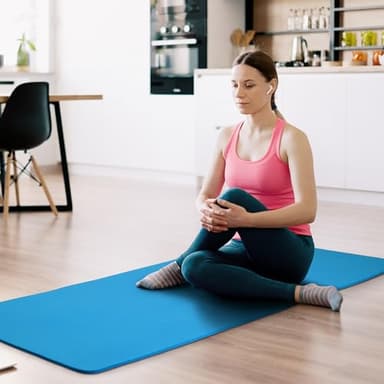 Fitvids All Purpose 1/2-Inch Extra Thick High Density Anti-Tear Exercise Yoga Mat with Carrying Strap, Blue - Image 7