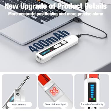 Hidden Camera Detectors, Portable Camera Detectors, Bug Detector Rf Wireless Signal Scanner, GPS Tracker Detector for Home, Hotel, Travel, Office, Bathroom, 6 Levels Sensitivity - Image 5