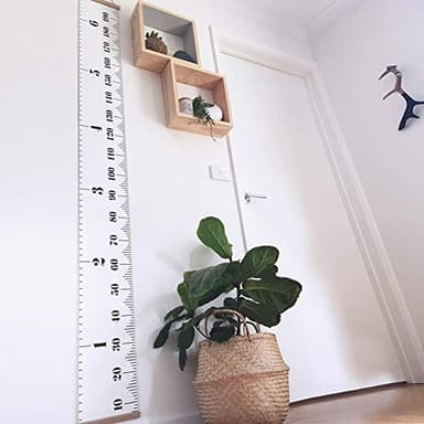 Mibote Baby Growth Height Chart Handing Ruler Wall Decor for Kids, Canvas Removable Height Growth Chart 79" x 7.9" (Black & White) - Image 6