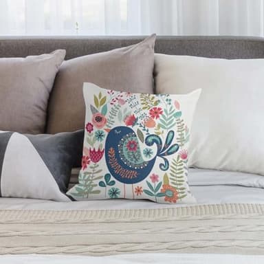 Catoon Spring Bird Luxury Velvet Pillow Cover 18x18 Inch Decorative Cushion Cases with Unique Bright Prints - Soft Comfortable & Hypoallergenic - Perfect for Sofa Bed and Home Decor - Image 6