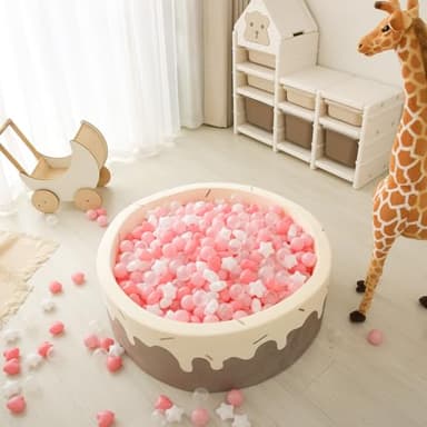 GOGOSO Ball Pit Balls,Plastics Balls for Ball Pit, Stars Hearts Shape for PastelBall for Toddlers Kids, Pink Light Pink White Clear,200pcs - Image 7