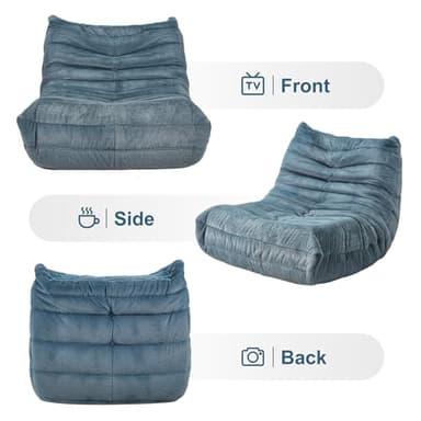 Bean Bag Chairs for Adults Giant Bean Bag Chair Memory Foam BeanBag Chair Big Bean Bag Sofa with Filler Faux Fur Fireside Beanbags Lazy Sofa for Living Room Bedroom Dorm Office (Bluegrey Plush) - Image 8