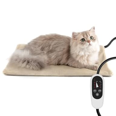 NICREW Cat Heating Pad, Temperature Adjustable Heated Cat Bed with Auto Shut Off Timer, Indoor Pet Heated Bed Mat for Small Dogs, 17.7 x 15.7 Inches, 55W - Image 1
