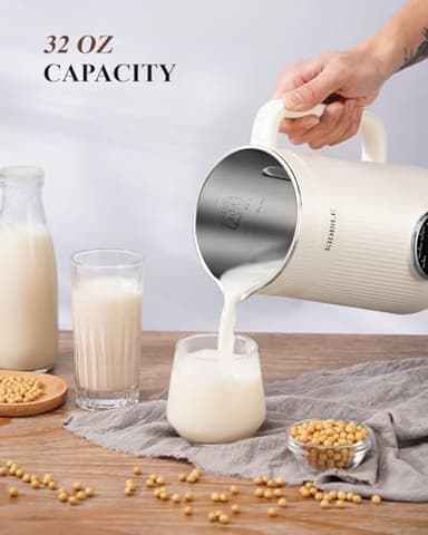 KIDISLE 8 in 1 Nut Milk Maker Blender, 32oz Homemade Soy, Almond, Oat, Coconut, Plant Based and Non Dairy Beverages, Automatic Soybean Machine With Delay Start/Keep Warm/Boil Water, Cream - Image 6