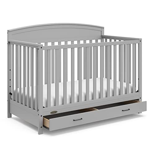 Graco Benton 5-in-1 Convertible Crib with Drawer (Pebble Gray) -Converts from Baby Crib to Toddler Bed, Daybed and Full-Size Bed,Fits Standard Full-Size Crib Mattress, Adjustable Mattress Support Base - Image 1
