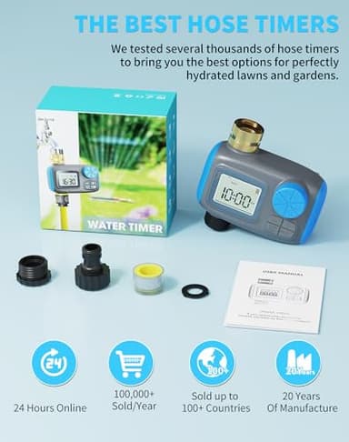 Smartale Sprinkler Timer, Programmable Hose Timers for Watering with Brass Swivel, Digital Irrigation Controller System with Rain Delay/Manual Mode/Automatic Watering for Outdoor Garden Yard Lawn - Image 7