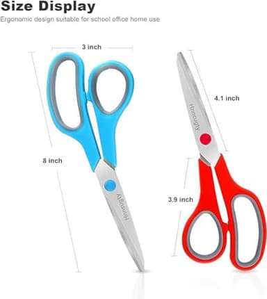 Scissors, Hnncugty 8" Scissors All Purpose Bulk Set of 18-Pack, Sharp Shears for Office Home Craft Sewing Fabric, High/Middle School Supplies Student Teacher Supplies, Comfort Grip Right/Left Handed - Image 5