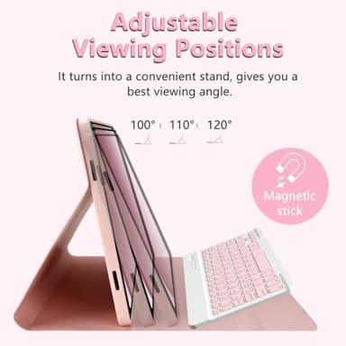 MMK Galaxy Tab A9 Plus Case with Keyboard, Samsung A9 Plus Tablet Case Keyboard (11" 2023, SM-X210/X216/X218), Wireless Detachable-Gentle Mousse Pink - Image 4