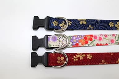 Serijoars Cotton Designer Dogs Collar Cute Flower Dog Collars for Girl Female Puppy Small Medium Large Dogs (L, Navy Flower) - Image 5