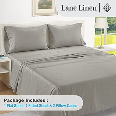 LANE LINEN 100% Egyptian Cotton Bed Sheets sábanas Queen, Soft & Comfy Luxury Hotel Like Thick Bedding Sheets & Pillowcase Set, Machine Wash Cooling 16'' Queen Deep Pocket Sheet Set-Silver - Image 4