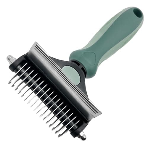 OldSerenWay Pet Grooming 2 in 1 Rake Comb Dog Undercoat Dematting Deshedding Brush Hair Removal Tool for Pets Removing Mats and Tangles (Small) - Image 1