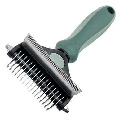 OldSerenWay Pet Grooming 2 in 1 Rake Comb Dog Undercoat Dematting Deshedding Brush Hair Removal Tool for Pets Removing Mats and Tangles (Small) - Image 1