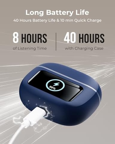 Wireless Earbuds, Ear Buds Active Noise Cancelling with Charging Case, 6.0 Bluetooth Earbuds with AI Clear Calls, 40H Playtime for Sports & Working, Stereo Sound Headphones for iPhone/Android/iPad - Image 5