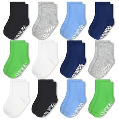 HYCLES Toddler Grip Socks, Non Slip Kid Socks Floor Skid Sock with Gripper for 0-1T Boy Girl 6-12 Months Baby - Image 1