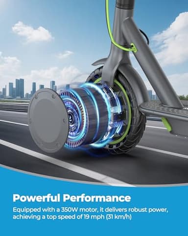 Roinside Electric Scooter for Adults - 8.5" Solid Tires, 350W Motor, Up to 19 MPH and 15 Miles Long-Range Commuting Folding E-Scooter with Dual Braking System and Smart App - Image 6