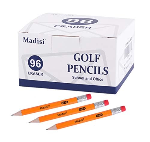 Madisi Golf Pencils With Eraser, #2 HB Half, 3.5" Mini, Pre-Sharpened, 96 Count - Image 1