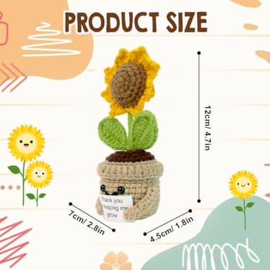 Tiny Detalles Mini Positive Sunflower Crochet, Mothers Day, Mom's Birthday Gift for Women, Appreciation Thank You Gift for Coworker, Friend, Teacher, Sister - Image 3
