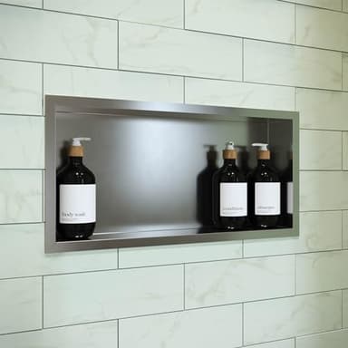Swiss Madison Well Made Forever Voltaire 12” x 24” Stainless Steel Single Shelf Wall Niche in Matte Chrome - Image 6