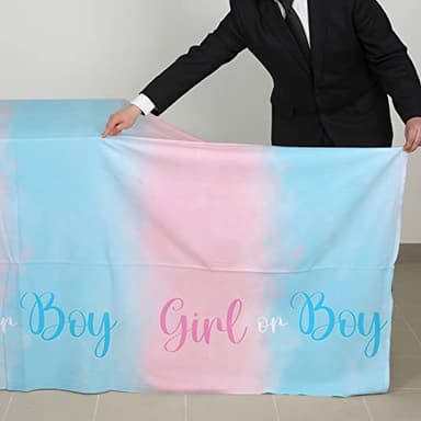 Gatherfun Gender Reveal Party Supplies Disposable Tablecloth Plastic Waterproof Table Cover for Boy or Girl Gender Reveal Party Baby Shower Birthday Decorations, 3 Pack 54X108inch - Image 5