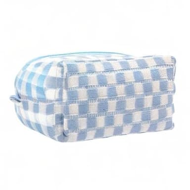 PAZIMIIK Checkered Makeup Bag for Purse Portable Zipper Make Up Pouch Small Cosmetic Case for Travel Accessories (Blue) - Image 7
