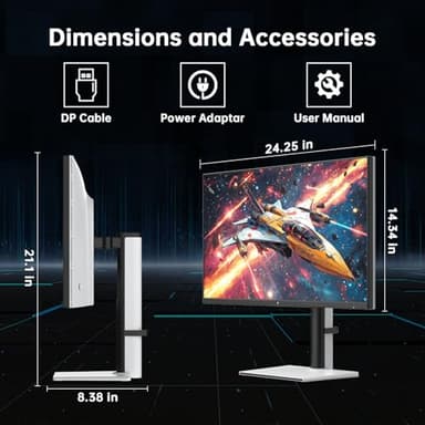 KTC 27 Inch White Gaming Monitor 300Hz/320Hz, QHD 1440P Fast IPS Computer Monitor with Adaptive FreeSync, HDR400, Height/Pivot/Swivel/Tilt Adjustable, DP&HDMI, H27E6 - Image 9