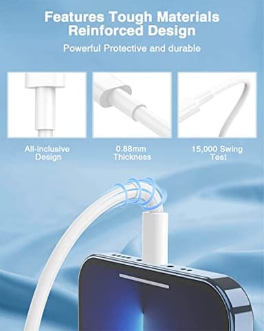 USB C to Lightning Cable (2pack 6ft), Apple MFi Certified iPhone Fast Charger 2m, Power Delivery Original Type C Charging Cord for Apple iPhone 13/12/11 Pro/11/XS MAX/XR/8/7/6s Plus,iPad (White) - Image 5