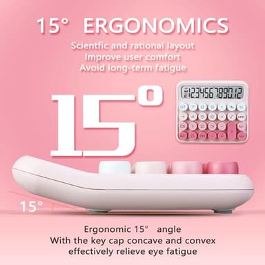 VEWINGL Mechanical Switch Calculator, 12 Digit Large LCD Display and Buttons, Great for Everyday Life and Basic Office Work, with Battery - Image 2