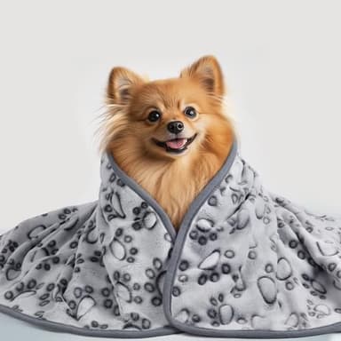 Luciphia Premium Soft Dog Blanket for Small Medium Large Dogs Washable 300GSM Fluffy Warm Fleece Puppy Cat Paw Print Pet Flannel Grey Paw L(41"x31") - Image 8