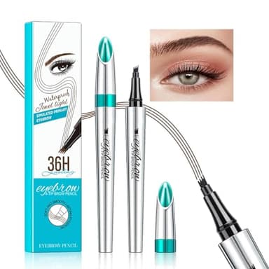 Microblading Eyebrow Pen, Eyebrow Pencil with Premium 4-Prong Micro-Fork Tip Applicator, Microblade Eyebrow Pen-Lift Your Brows Like Your Natural Brows, Stay on All Day, Smudge-Proof(Dark Brown) - Image 1
