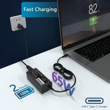 GVKRLXZ Replacement for 65W Dell Laptop Charger USB-C;Compatible with Dell Latitude/Chromebook/XPS 65 Watt USB Type C AC Power Adapter Cord - Image 2