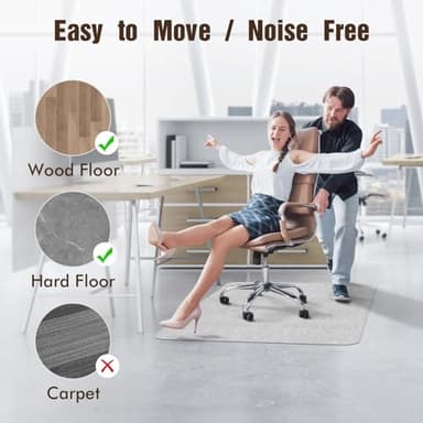 Blvornl Office Chair Mat - 35"x 48" Desk Computer Mat for Hard Wood and Tile Floor, Large Anti-Slip Hard Floor Protector, PVC Mat Desk Rug Light Grey - Image 3