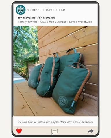 Compression Packing Cubes 6 Piece Set for Travel - Lightweight, Durable Clothes Organizer for Carry-On Luggage and Backpacks by TRIPPED Travel Gear (Green and Brown) - Image 9