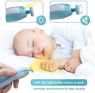 Baby Nail Trimmer Electric,Baby Nail Clippers, 6 in 1 Baby Nail File,Nail File Baby Grooming Kit Manicure Set for Toddler or Adults (Blue) - Image 7