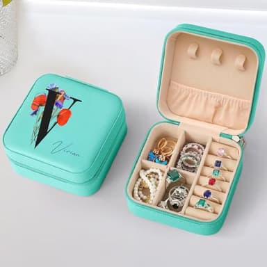 GAAUSIU Ship Next Day, Customized Jewelry Organizer for Travel, Initial Jewelry Box with Name, Personalized Christmas 2025 College Graduation Gifts for Best Friend, Besties - Image 2