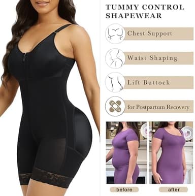 YIANNA Fajas Colombianas Moldeadoras Postpartum Shapewear for Women Tummy Control Butt Lifter Body Shaper with Zipper Crotch - Image 7